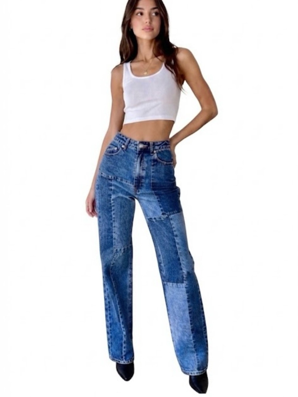 PacSun 90's Boyfriend Patchwork High Rise Jeans Size 25 Denim Sustainable Cotton